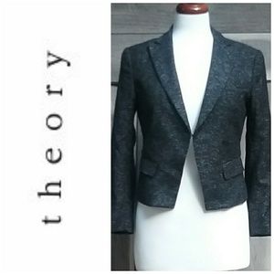 Theory Black Blazer with White Stitching Size 8